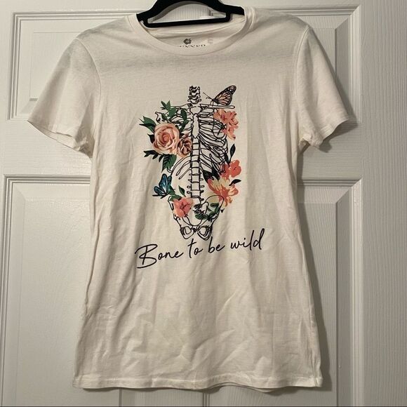 NWT Stunner California cream 100% cotton “bone to be wild” graphic short sleeve - Picture 1 of 5